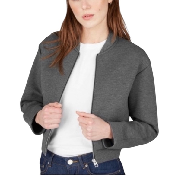 Everlane Jackets & Blazers - Everlane Women’s Heather Gray Street Fleece  Cropped Bomber Jacket - Small